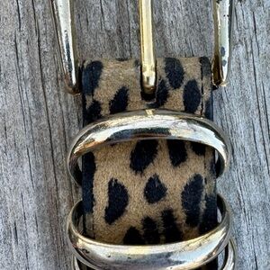 Leopard Print Belt with Silver Buckle